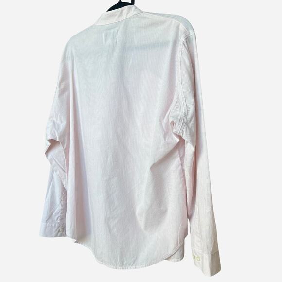 Current Elliot Pinstripe Cotton Poplin Oversized Button Down Shirt Pink NEW - Picture 5 of 7